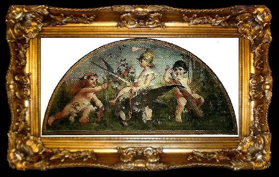 framed  Carl Larsson lunett alacritas-virtas-robur, ta009-2